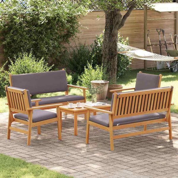 vidaXL Set Divano da Giardino 5 pcs Marrone Legno di Acacia Massello