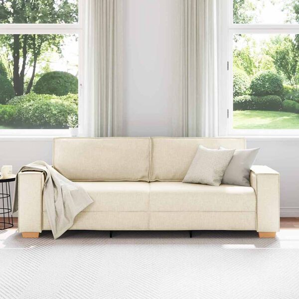 vidaXL Divano 3-Persone Beige 220 cm Tessuto misto lino