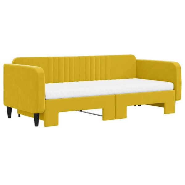 vidaXL Divano Letto Estraibile con Materassi Giallo 90x200 cm Velluto