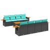 vidaXL Set Divani da Giardino 9 pz con Cuscini Nero in Polyrattan