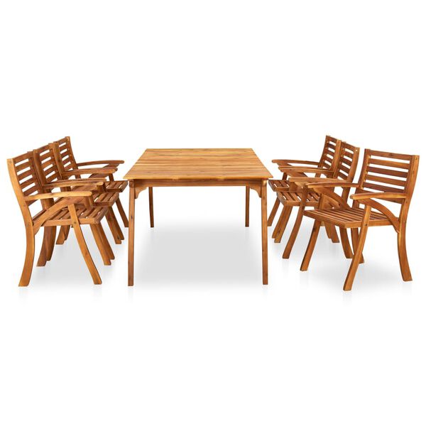 vidaXL Set da pranzo da giardino 7 pz 201,5x100 cm in legno massello di acacia