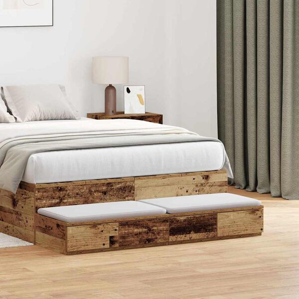 vidaXL Cassetti per letto Legno vecchio 120 x 36,5 x 16,5 cm