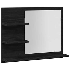 vidaXL Specchio da Bagno Rovere Nero 60x10,5x45 cm Legno Multistrato