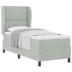 vidaXL Letto a molle con testiera Grigio chiaro 200 x 80 cm Velluto