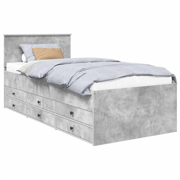 vidaXL Daybed Grigio Cemento e Nero 100 x 200 cm Legno multistrato