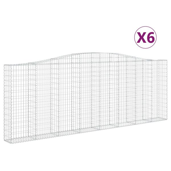vidaXL Cesti Gabbioni ad Arco 6 pz 400x30x140/160 cm Ferro Zincato