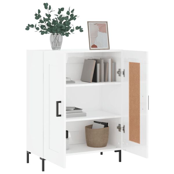 vidaXL Credenza 69,5x34x90 cm in Legno Multistrato Bianco Lucido