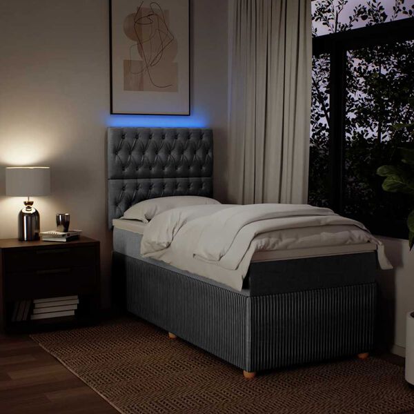 vidaXL Giroletto a Molle con Materasso Grigio Chiaro 80x200 cm Tessuto