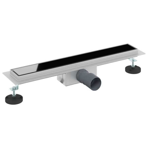 vidaXL Drenaggio doccia con copertura in vetro Nero 60 cm