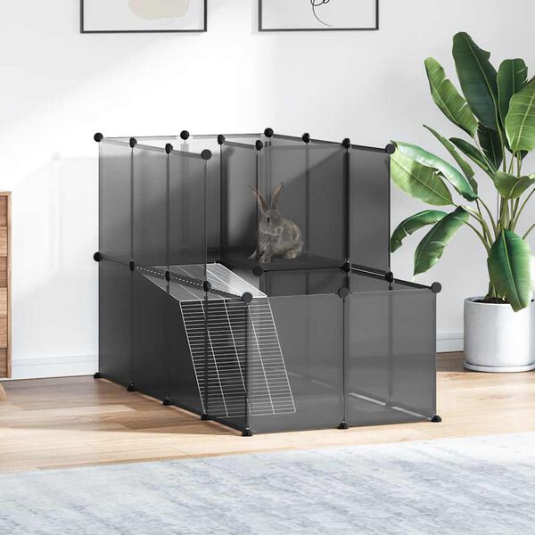 vidaXL Gabbia per Piccoli Animali Nera 142x74x93 cm in PP e Acciaio