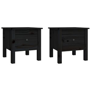 vidaXL Tavolini 2 pz Neri 40x40x39 cm in Legno Massello di Pino