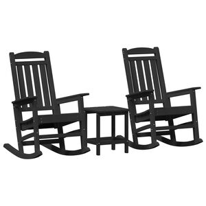 vidaXL Sedia a dondolo da giardino 3 pcs Nero 38 x 38 x 46cm Plastica