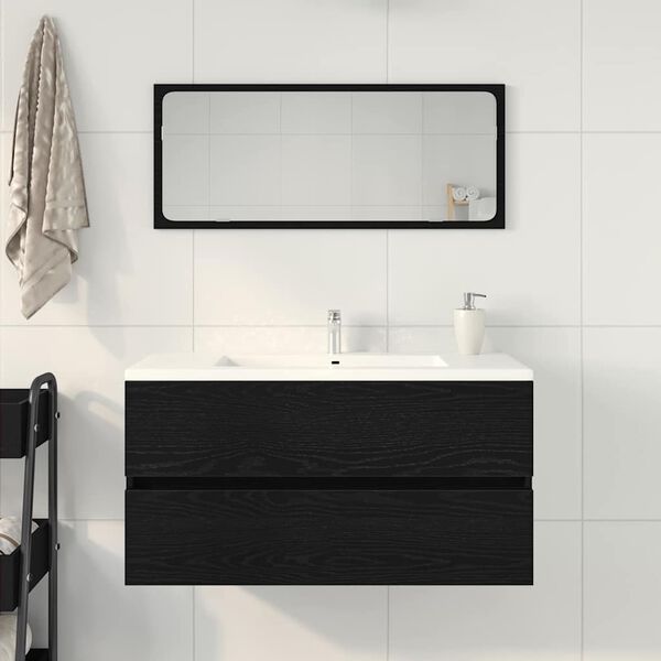 vidaXL Mobile Lavabo Rovere Nero 90x38,5x45 cm in Legno Multistrato