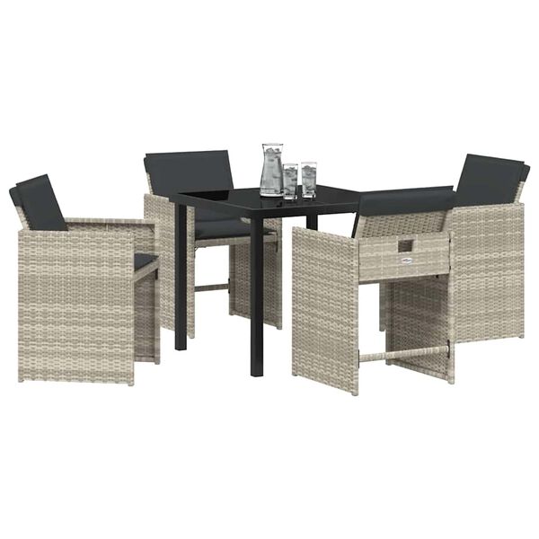 vidaXL Set da Pranzo per Giardino 5 pcs Grigio chiaro polyrattan