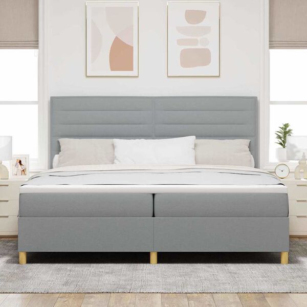 vidaXL Letto a molle con materasso Grigio chiaro 200 x 200 cm Tessuto