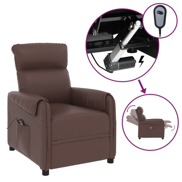 vidaXL Poltrona Reclinabile Elettrica Marrone in Similpelle