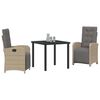vidaXL Set da Pranzo per Giardino con cuscino 3 pcs Beige polyrattan