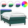 vidaXL Letto a Molle con Materasso e LED Verde Scuro 80x220 cm Velluto