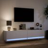 vidaXL Mobile TV a Parete con LED Bianco 180x31x38 cm