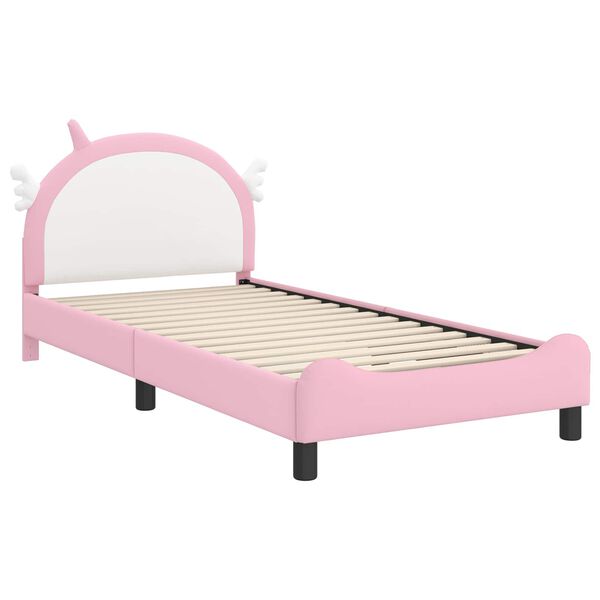 vidaXL Struttura letto bambini con testata Rosa 90 x 190 cm PU