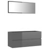 vidaXL Set Mobili da Bagno 2 pz Grigio Lucido in Legno Multistrato