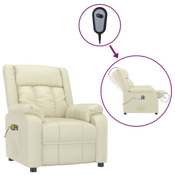 vidaXL Poltrona Massaggiante Elettrica Crema Similpelle