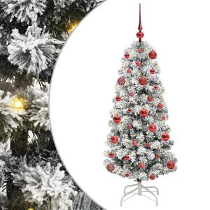 vidaXL Albero di Natale Artificiale con Rami Pieghevoli Verde e Bianco