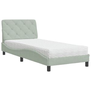 vidaXL Letto con Materasso Grigio Chiaro 80x200 cm in Velluto