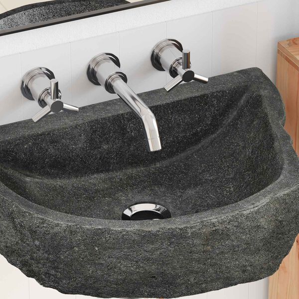 vidaXL Lavabo a parete Grigio 45 x 35 x 15 cm Pietra fiume