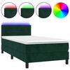 vidaXL Letto a Molle con Materasso e LED Verde Scuro 100x200cm Velluto