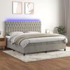 vidaXL Letto a Molle Materasso e LED Grigio Chiaro 200x200 cm Velluto