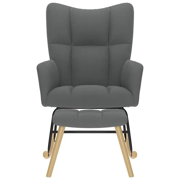 vidaXL Poltrona a Dondolo con Poggiapiedi Grigio Scuro in Tessuto