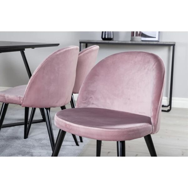 Venture Home Sedie da Pranzo 2 pz Velvet Velluto Nero e Rosa Polvere