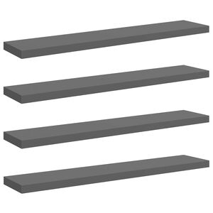 vidaXL Scaffali a Parete 4 pz Grigio Lucido 120x23,5x3,8 cm in MDF