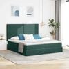 vidaXL Letto con luci a strisce a LED Verde Scuro 180 x 200 cm Velluto