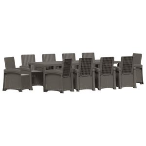 vidaXL Set da Pranzo per Giardino 11 pz Grigio Chiaro PP