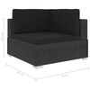 vidaXL Set Divani da Giardino 5 pz con Cuscini in Polyrattan Nero