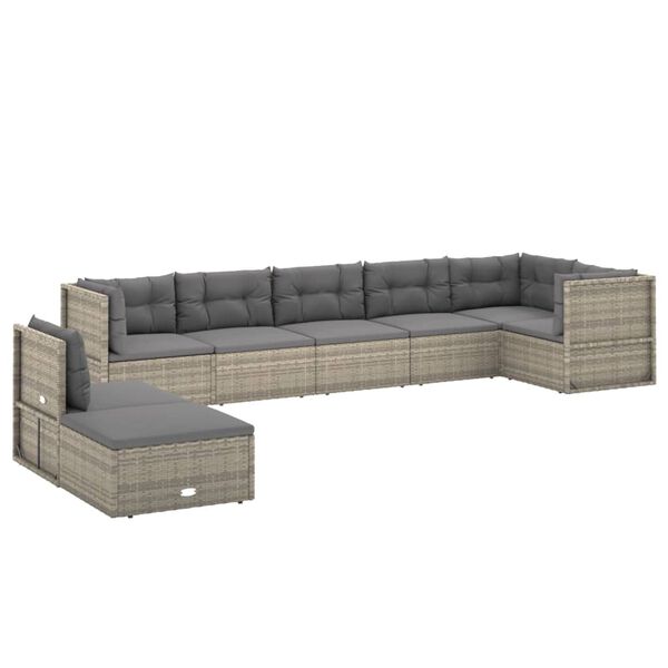 vidaXL Set Divani da Giardino 8 pz con Cuscini in Polyrattan Grigio