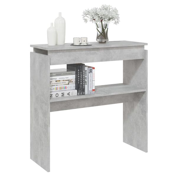vidaXL Tavolino Consolle Grigio Cemento 80x30x80cm Legno Multistrato