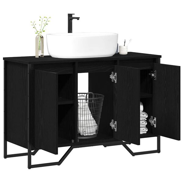 vidaXL Mobiletto per Lavabo Altro Rovere Nero 91 x 35 x 60 cm