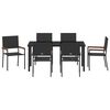 vidaXL Set da Pranzo per Giardino con cuscino 7 pcs Nero polyrattan