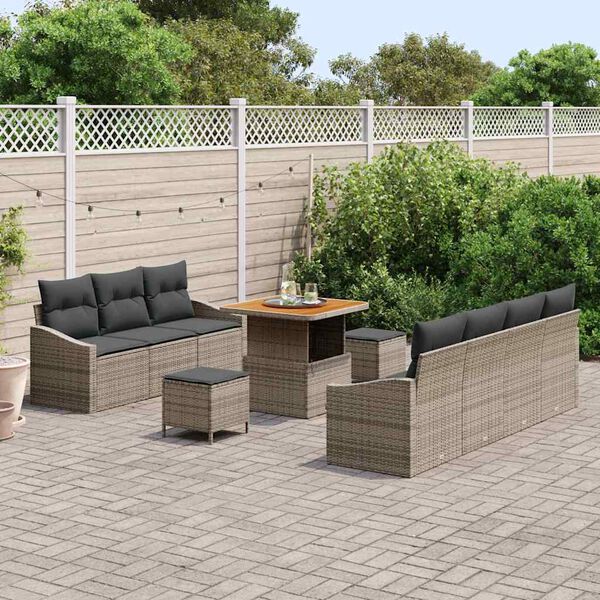 vidaXL Set Divano da Giardino con cuscino con cuscino 10 pcs Grigio
