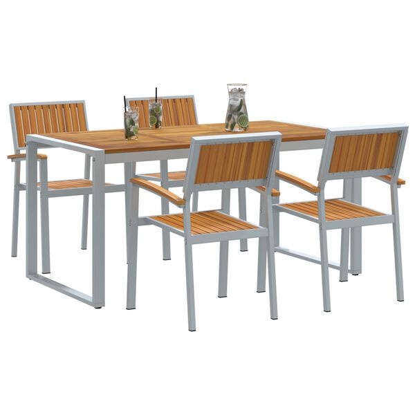 vidaXL Set da Pranzo per Giardino 5 pcs Grigio