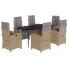 vidaXL Set da Pranzo da Giardino 7 pz con Cuscini Beige in Polyrattan