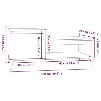 vidaXL Tavolino da Salotto Nero 100x50x45 cm in Legno Multistrato
