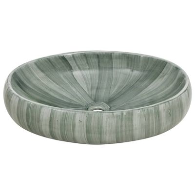 vidaXL Lavabo da Appoggio Verde Ovale 59x40x15 cm Ceramica