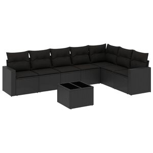vidaXL Set Divani da Giardino con Cuscini 8 pz Nero in Polyrattan