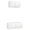 vidaXL Set di Mobili Porta TV 2 pz Bianco Lucido in Legno Multistrato