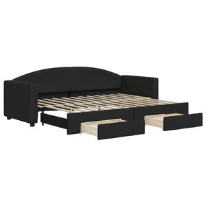 vidaXL Divano Letto Estraibile con Cassetti Nero 80x200 cm in Tessuto