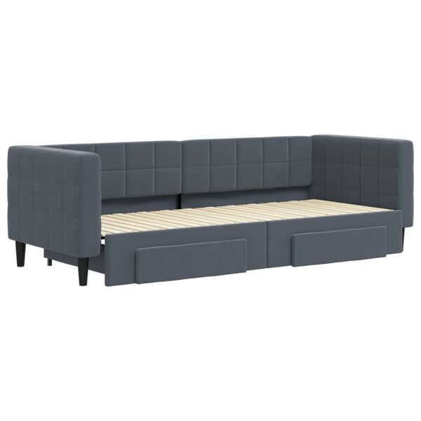vidaXL Divano Letto Estraibile Cassetti Grigio Scuro 80x200cm Velluto